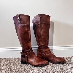 Women’s Brown Leather Knee High Riding Boots
